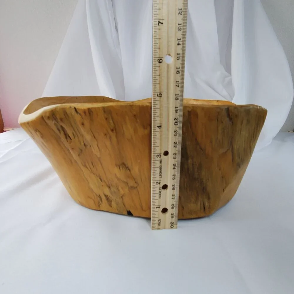 VTG Real Wood Tree Stump Root Bowl Large Handcrafted Wooden Decorative Bowl